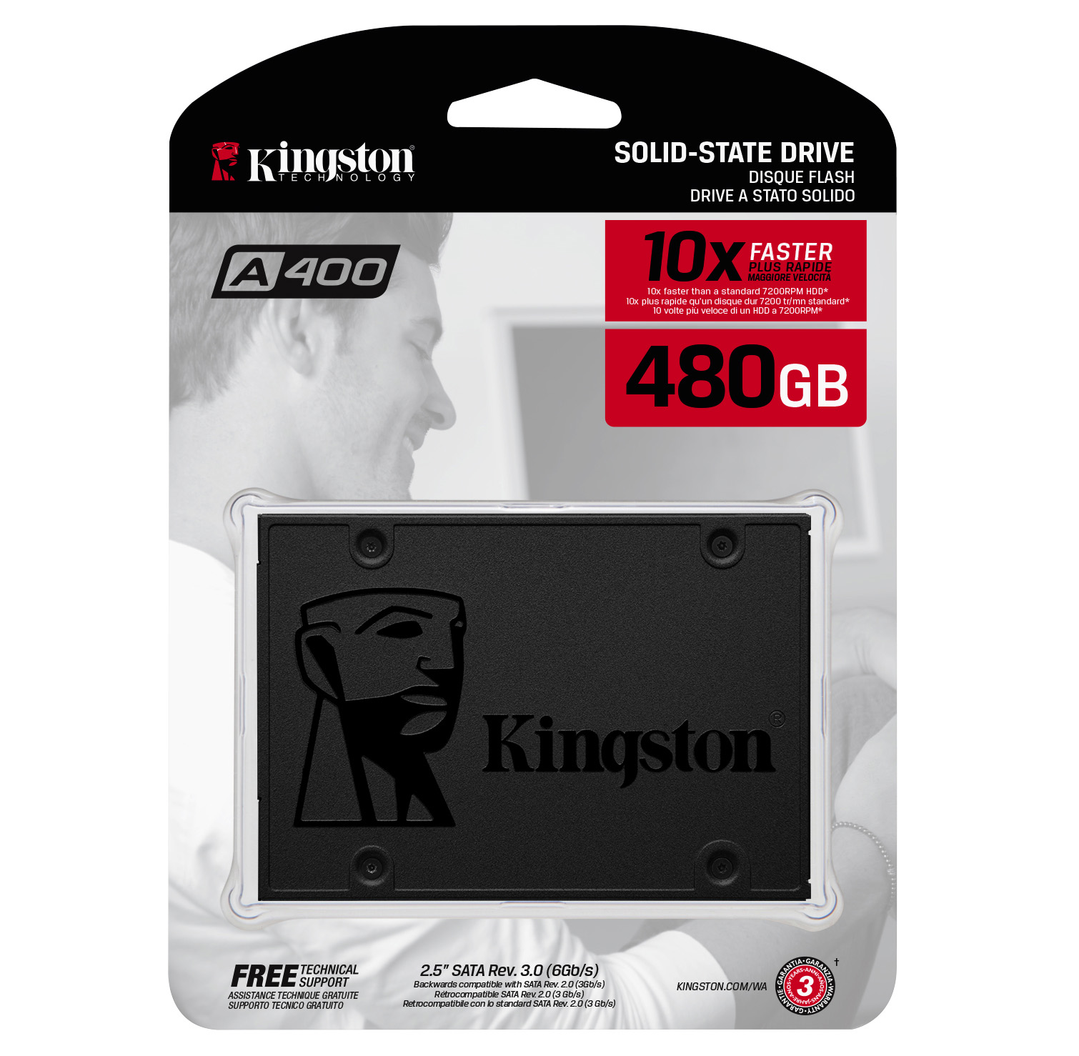 Kingston SSD A400 480GBup to 500MB/s Read and 450MB/s Write